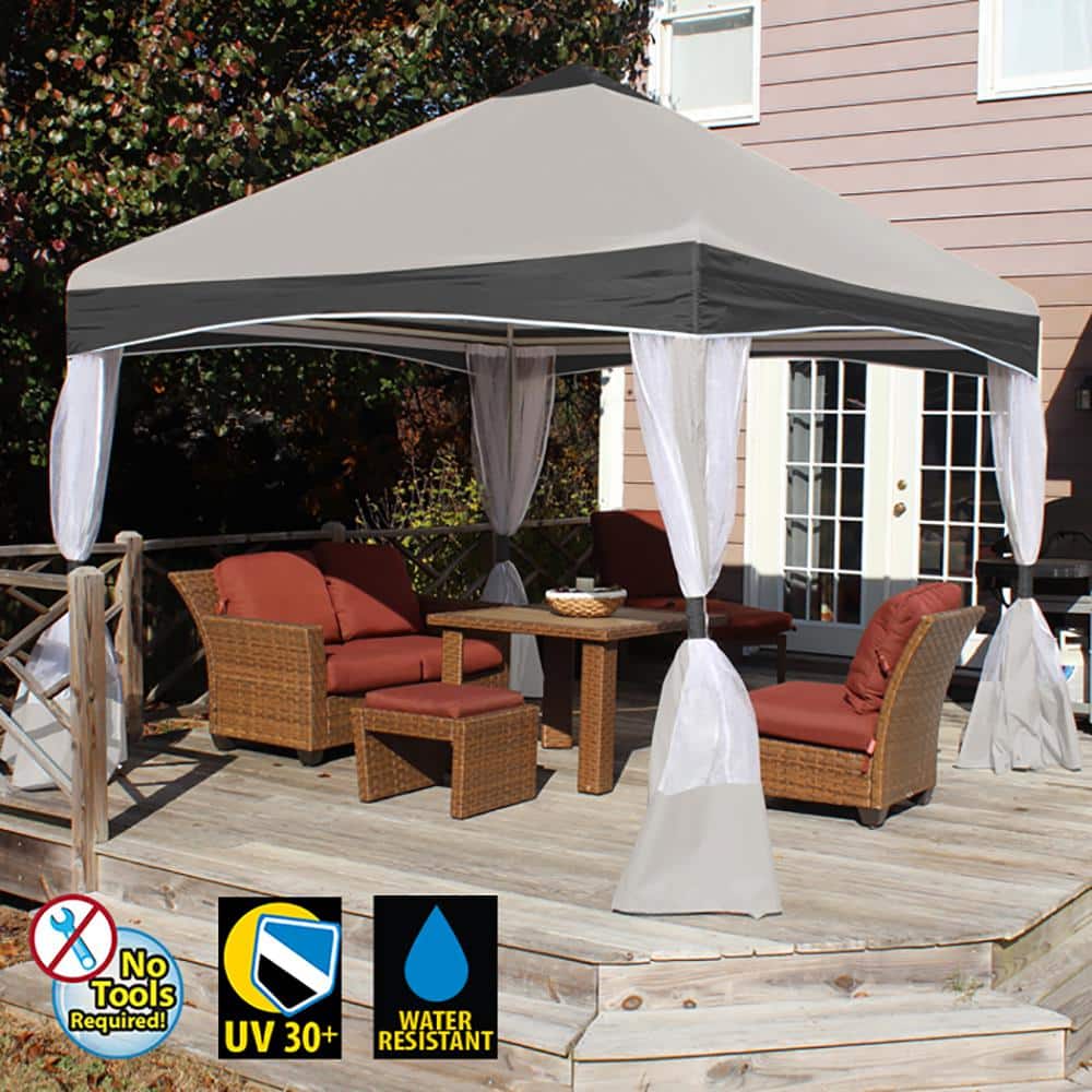 Stone Garden 13ft x 13ft Steel Patio Gazebo with Screened Sides