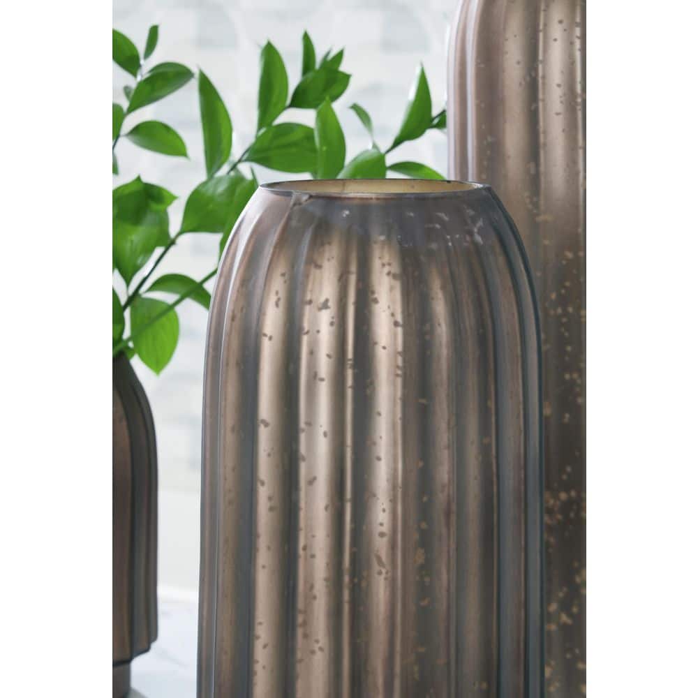 Matte Brown Fluted Glass Table Vase