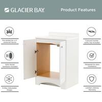 25 in. W x 19 in. D x 35 in. H Single Sink Freestanding Bath Vanity in White with White Cultured Marble Top