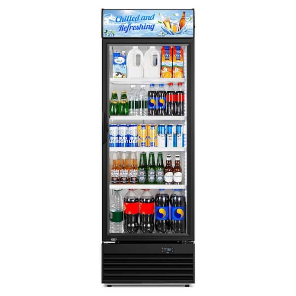 Commercial Beverage Refrigerator 24.5 in. 11.15 cu. ft. Display Fridge with LED Light Adjustable Shelves Stainless Steel