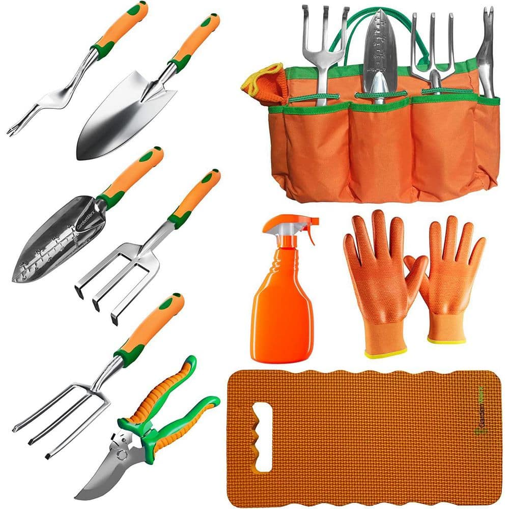 11-Piece Garden Tool Kit with Outdoor Hand Tools, Garden Tool Set  B089Q6SKCP - The Home Depot