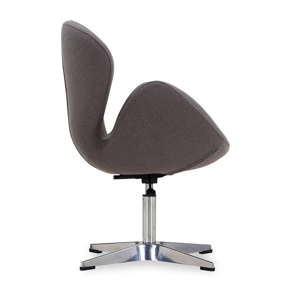 Gray Leather and Fabric Swivel Chair with Metal Base