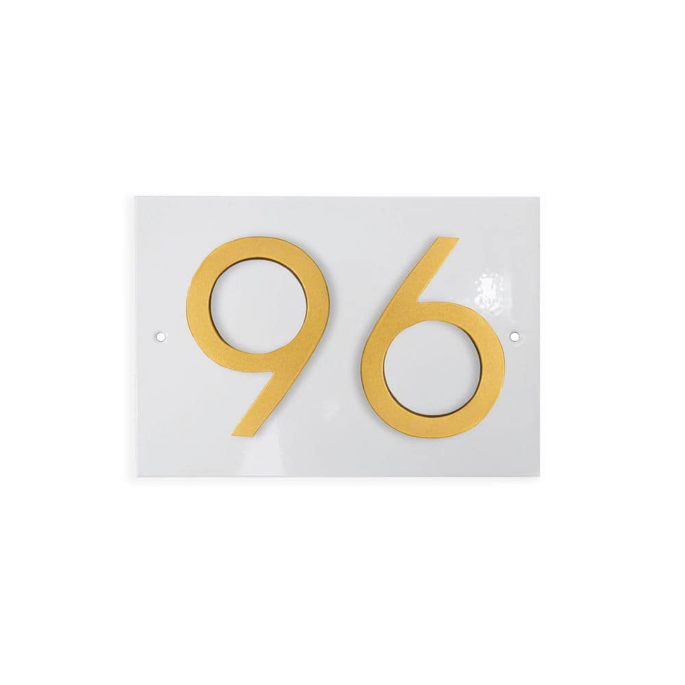 "Horizontal Floating Modern Address Plaque (4"" Numbers-2 Characters)-White/Gold" price history on PriceWatchPro