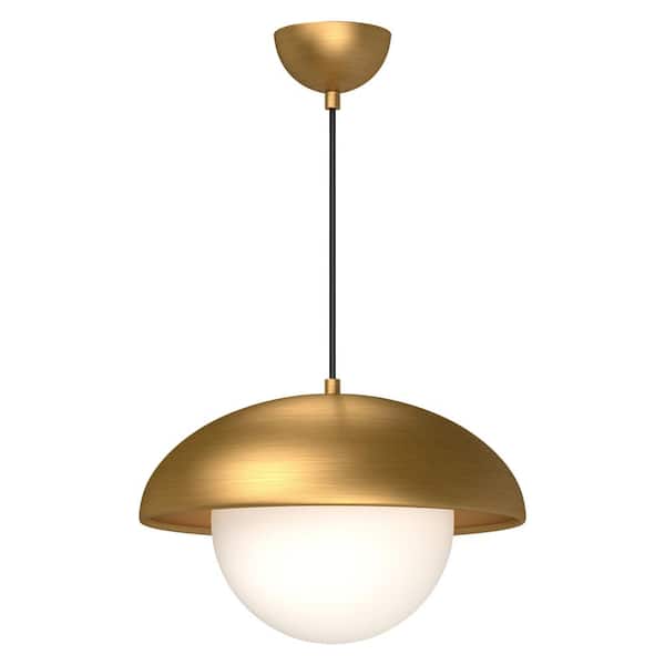 ALORA MOOD Rubio 16 in. 1 Light 60-Watt Aged Gold/Opal Matte Glass Pendant Light