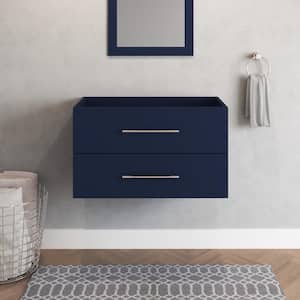 Napa 32 in. W. x 18 in. D x 21 in. H Single Sink Bath Vanity Cabinet without Top in Navy Blue, Wall Mounted