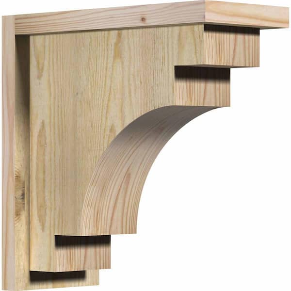 Ekena Millwork 6 in. x 14 in. x 14 in. Douglas Fir Mediterranean Rough Sawn Corbel with Backplate