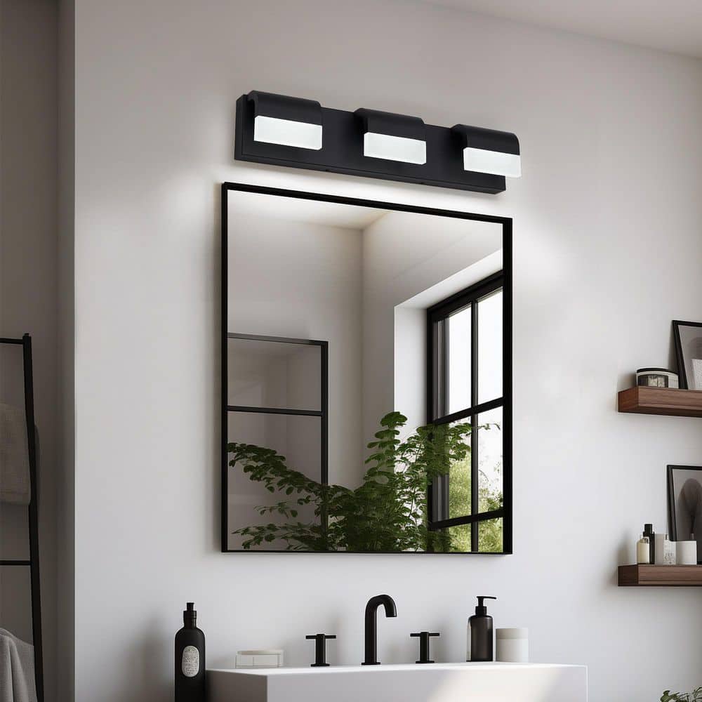 22 in. 3-Light Matte Black LED Vanity Light with Dimmable 830LM 6000K Cool White price history on PriceWatchPro