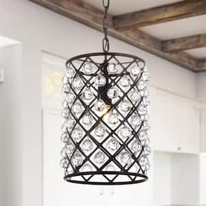 Gabrielle 15 in. 1 -Light Oil Rubbed Bronze Crystal/Metal LED Pendant