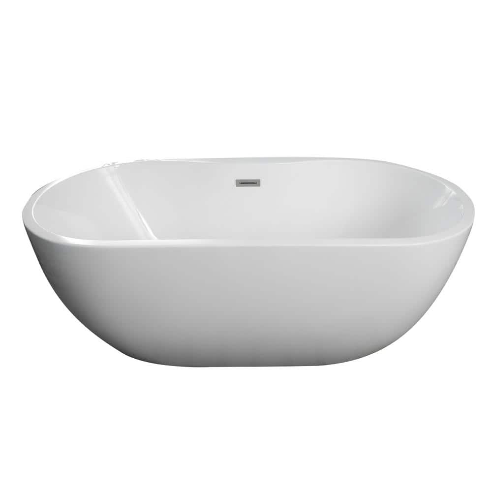 Penney 61'' White Freestanding Acrylic Soaking Bathtub