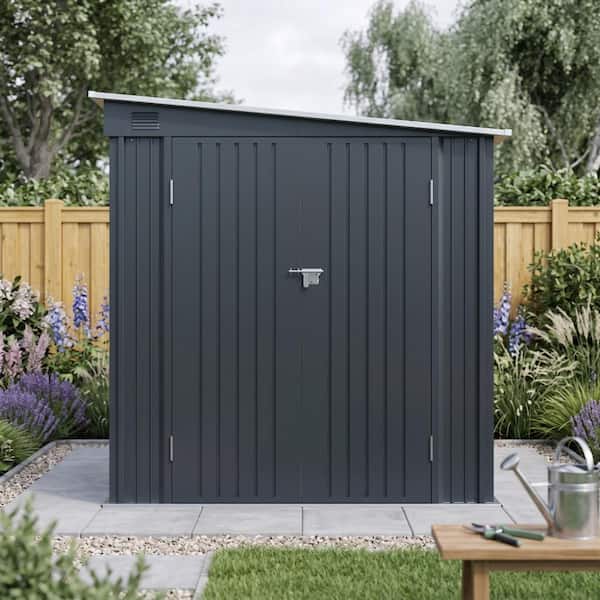 6 x 8 FT. Outdoor Metal Storage Shed with Lockable Double Doors for Backyard Patio