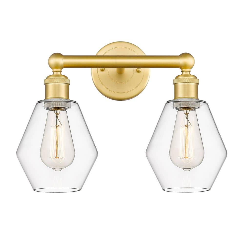 Cindyrella 15 in. 2-Light Satin Gold Vanity Light with Glass Shade price history on PriceWatchPro