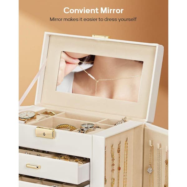 Synthetic Leather Huge Jewelry Box Mirrored Watch Organizer YC0089