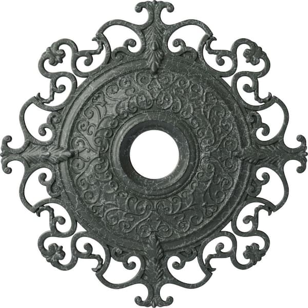 Ekena Millwork 2-7/8" x 38-3/8" x 38-3/8" Polyurethane Orleans Ceiling Moulding, Athenian Green Crackle