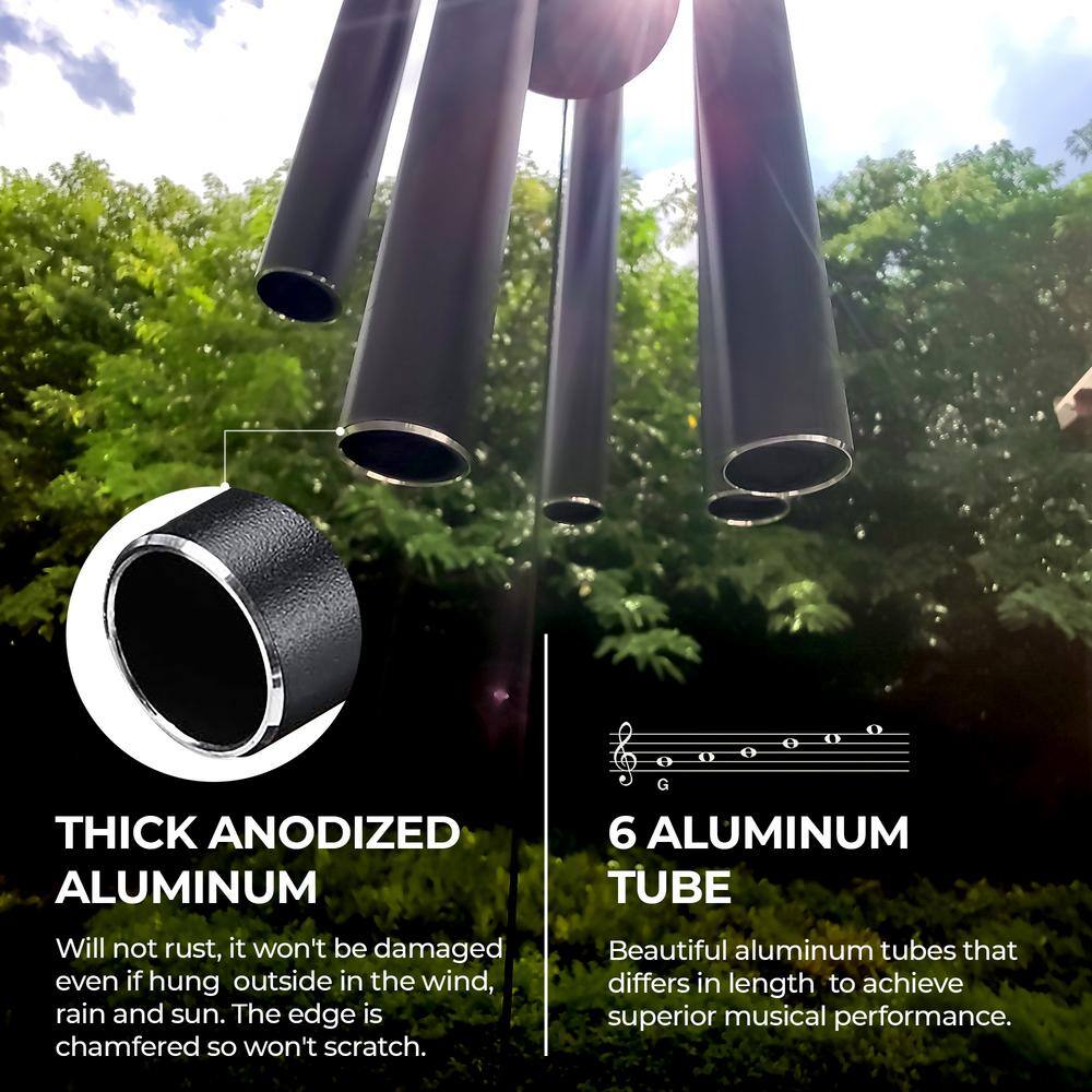 50'' Black Aluminum and Iron Wind Chime