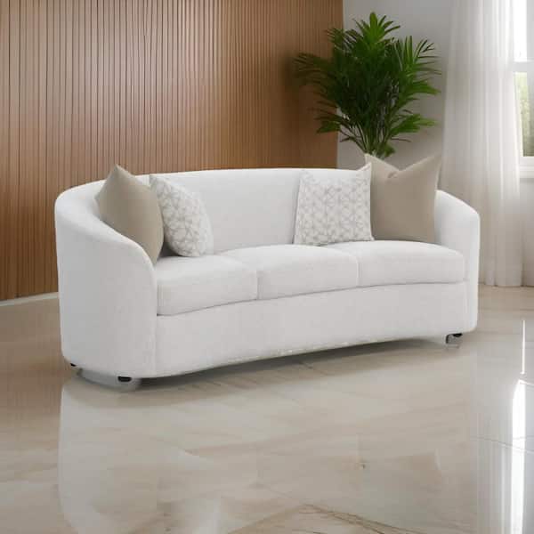 Tia 88.5 in. Flared Arm Boucle Fabric Curved Modern Sofa in Cream