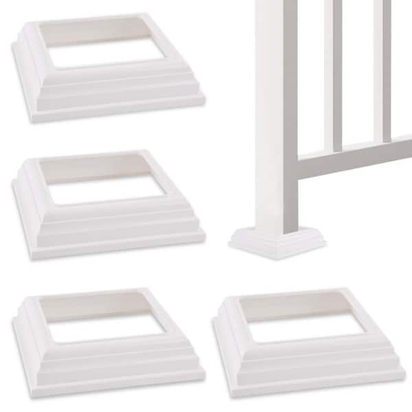 Afoxsos Post Base Cover 4x4 Vinyl PVC Column Wraps for Porch Fence Stair Handrail Split Type 4 Pack White
