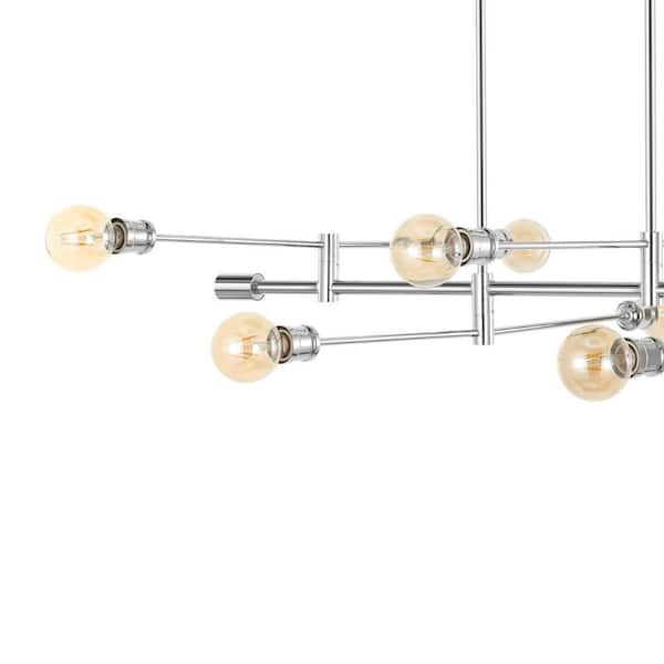 JONATHAN Y Ikon 63 in. 8-Light Chrome Mid-Century Modern Arm