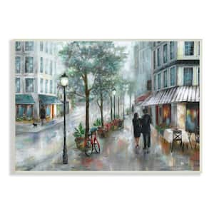 Couple Walking Through Rainy City Architecture By Nan Unframed Print Architecture Wall Art 10 in. x 15 in.
