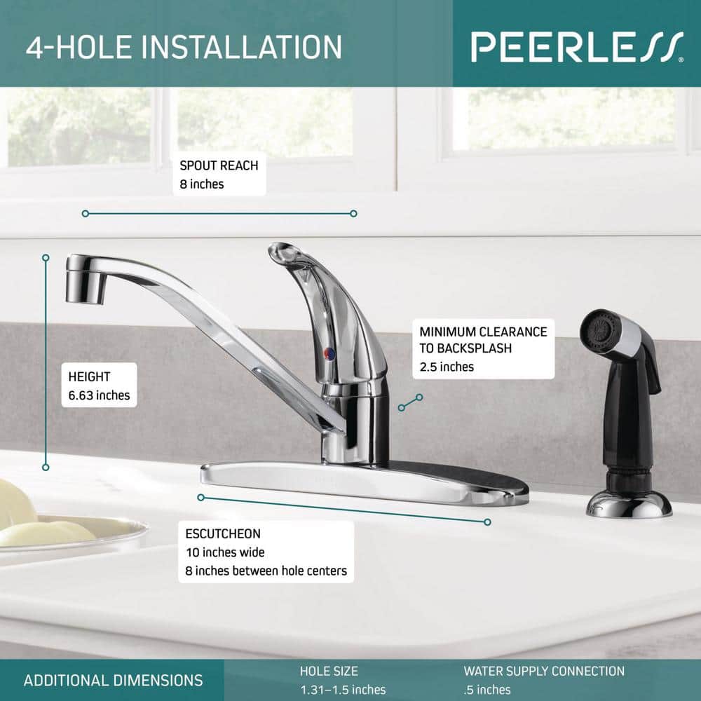 Chrome Single-Handle Kitchen Faucet with Side Sprayer