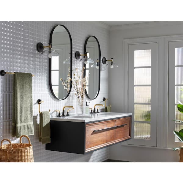 KOHLER Tone 18 in. Single Towel Bar in Matte Black with Moderne Brass