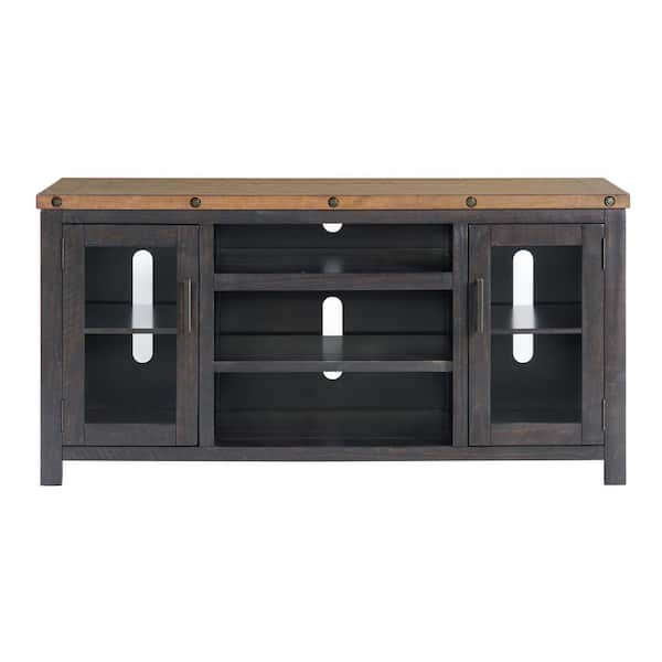Martin Svensson Home Bolton 65 in. Black Stain with Natural Top TV Stand for TVs up to 70 in.