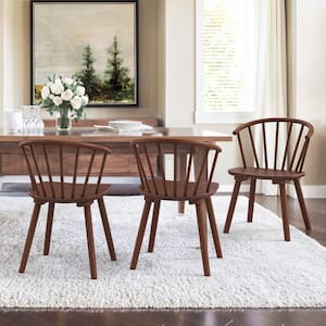 Winson Walnut Solid Wood Talia Dining Chair Windsor Back Farmhouse Spindle Dining Chair Side Chair Set of 3