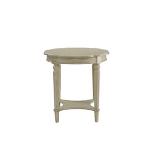 Fordon 24 in. Antique White Round Wood End Table with Open Storage