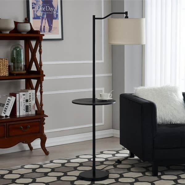 62'' Black Tray Table Floor Lamp