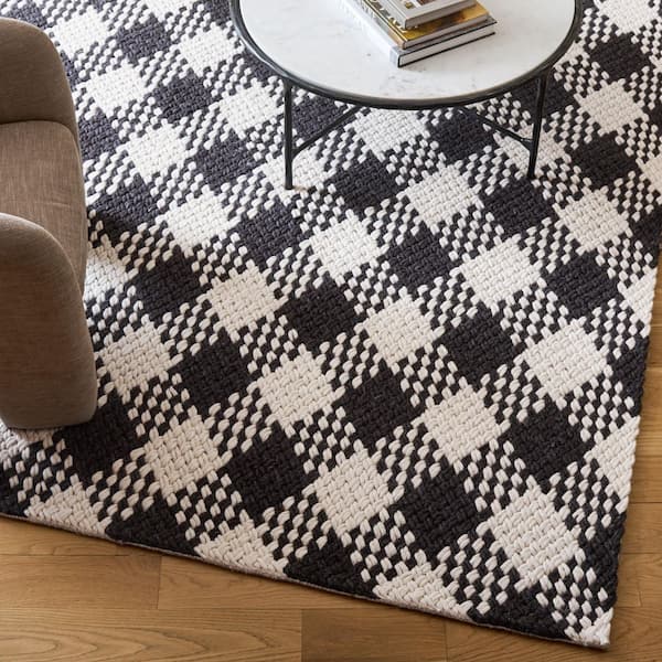 Natural Fiber Couture 9 ft. x 12 ft. Ivory/Black Check Area Rug