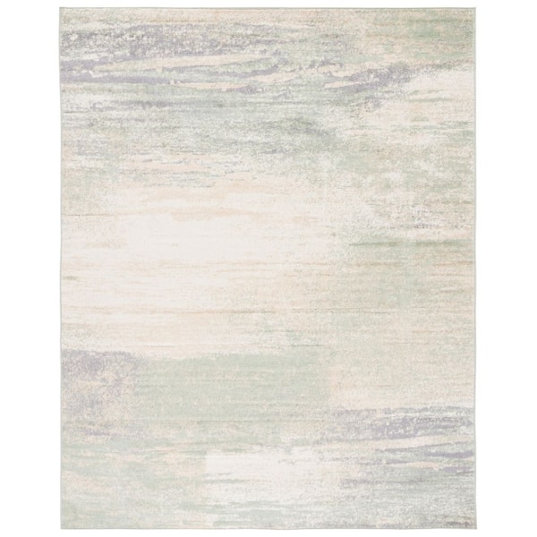 Adirondack Ivory/Sage 12 ft. x 18 ft. Solid Color Distressed Area Rug