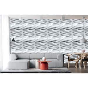 Falkirk Ross 2/25 in. x 19.7 in. x 19.7 in. White PVC Wave Board 3D Decorative Wall Panel