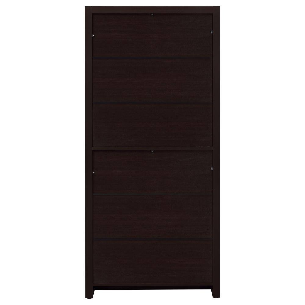 Transitional Skylar 70.75" Cappuccino Wood Bookcase with Storage Drawer