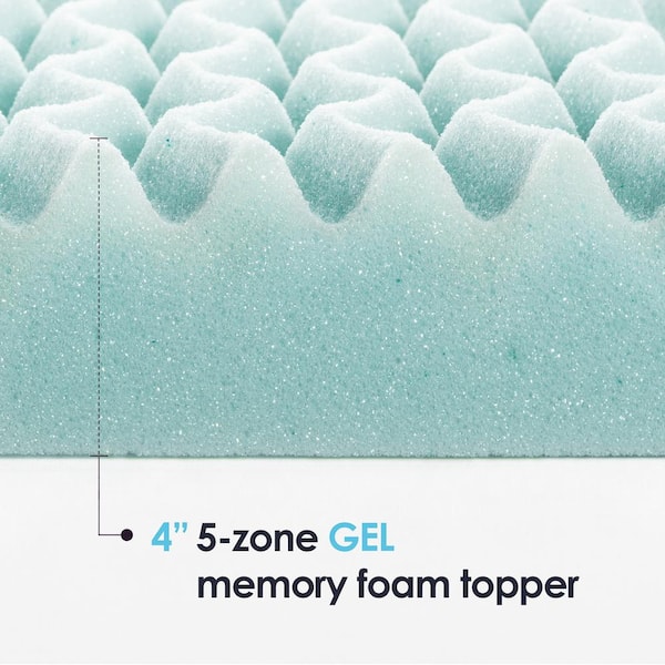 MELLOW 4 in. Queen Cooling Gel 5-Zone Memory Foam Mattress Topper