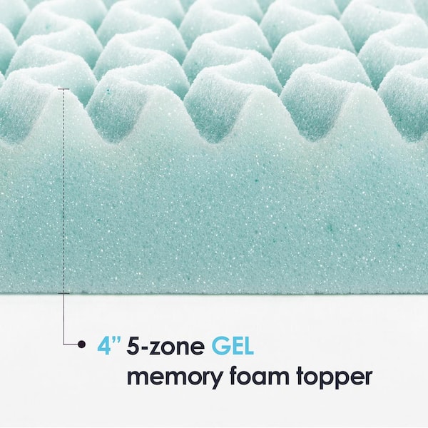 Mellow 4 Cooling Gel Egg Crate Memory Foam Mattress Topper, Queen