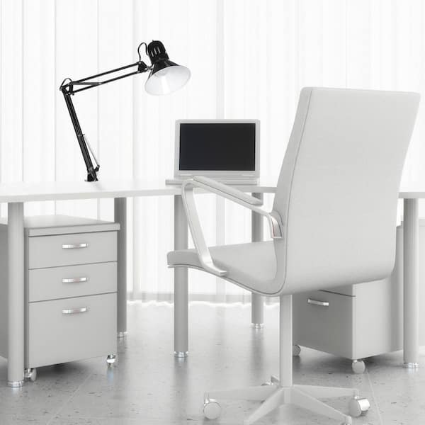32 in. Multi-Joint Metal Clamp Black Desk Lamp