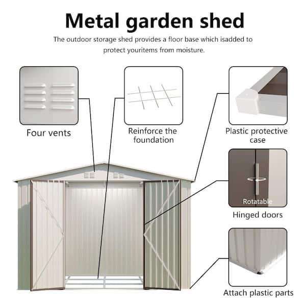 10 ft. W x 8 ft. D Metal Apex Roof Outdoor Storage Shed with