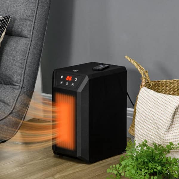 Basdien 1500 W 13.5 in. Electric Indoor Tower Ceramic Fan Space Heater with Remote Control 12h Timer 3-Modes for Living Space