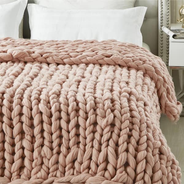 COZY TYME Alyson Blush Polyester Reversible Throws Blanket 28 in. x 70 in.  B188-20BH-HD - The Home Depot
