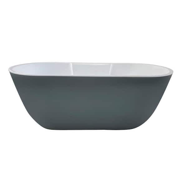 ROSWELL Ronda 63 in. Acrylic Flatbottom Soaking Bathtub in Grey