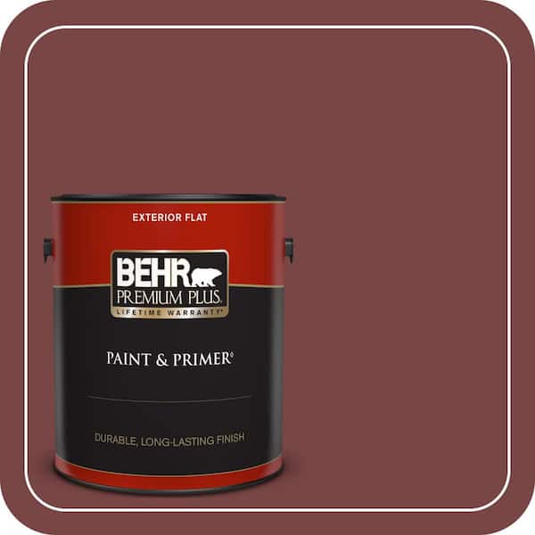 BEHR PREMIUM PLUS 1 gal. #150F-7 Burnt Tile Flat Exterior Paint & Primer