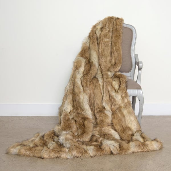 null Platinum Frost Faux Fur Throw 58 in. x 60 In.