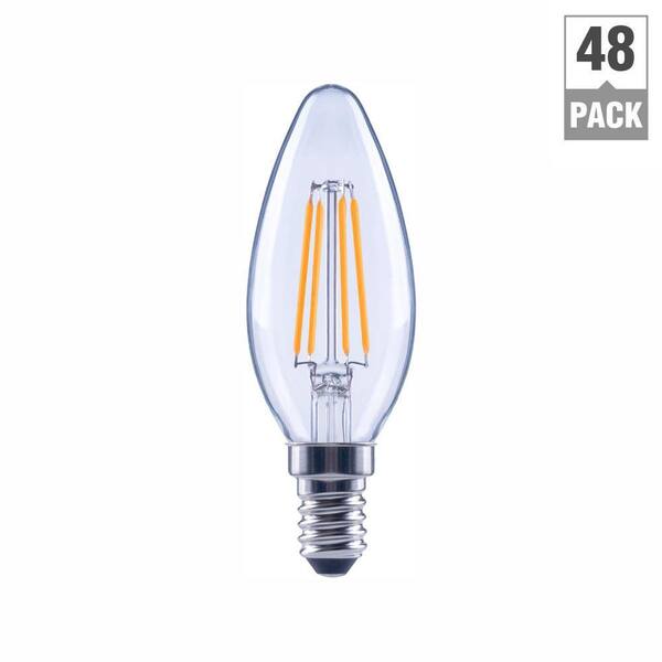 EcoSmart 60-Watt Equivalent B11 Dimmable ENERGY STAR Clear Glass Filament Vintage Edison LED Light Bulb Soft White (48-Pack)