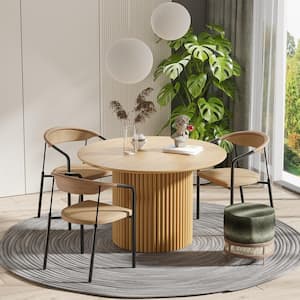 Abberton Natural Color Oak Wood Column Base 46 in. Round Dining Table (Seats 4)