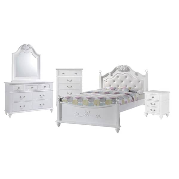 Picket House Furnishings Annie 5-Piece White Full Platform Bedroom Set