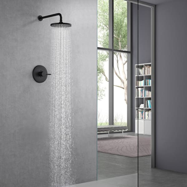 Kree Single Handle 1-Spray Shower Faucet 1.8 GPM with Pressure Balance, Anti Scald in Matte Black (Valve Included)