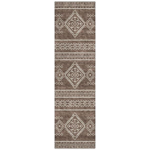Addison Rugs Chantille Machine Washable Indoor/Outdoor Abstract ACN901 Brown 2 ft. 3 in. x 7 ft. 6 in. Area Rug