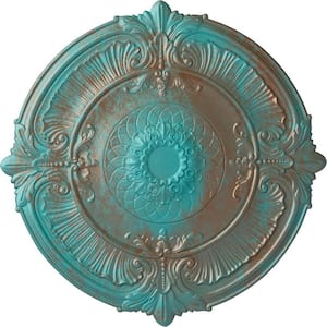 2-1/2 in. x 39-1/2 in. x 39-1/2 in. Polyurethane Attica Ceiling Medallion, Copper Green Patina