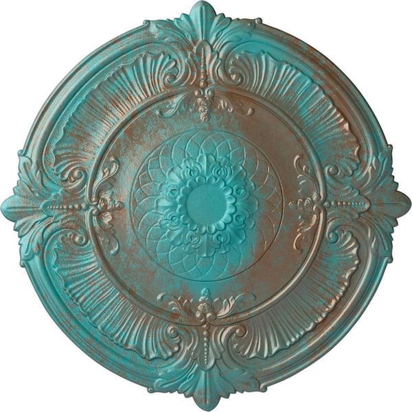 Ekena Millwork 2-1/2 in. x 39-1/2 in. x 39-1/2 in. Polyurethane Attica Ceiling Medallion, Copper Green Patina