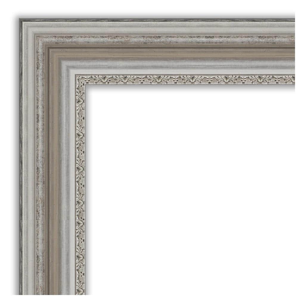 Parlor Pewter Patina 48"x36" Ornate Silver Bathroom Vanity Mirror