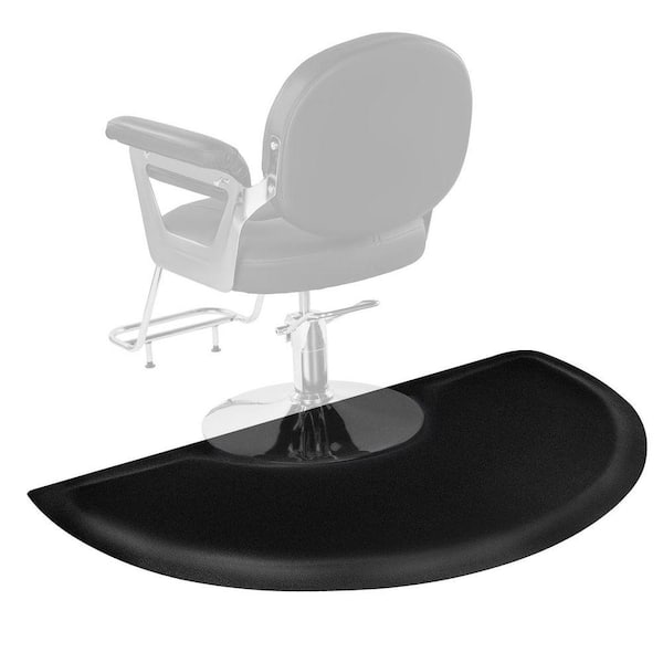 Salon Mat for Hair Stylist, 3 x 5 ft. Semi-Circle Chair Mat, 1/2 in. Anti-Fatigue Barber Floor Mat, PVC, Beveled Edges